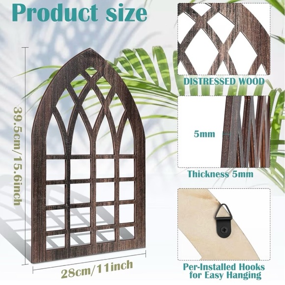 2 Pcs Rustic Window Frame Wall Decor Wooden Farmhouse Wall Decor 15.6'' x 11'... - Picture 3 of 9